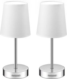 monzana Tischleuchte, Weiß 2er Set, 2er Set 32 cm Stoffschirm E14 Chrom Metall Wohnzimmer Büro