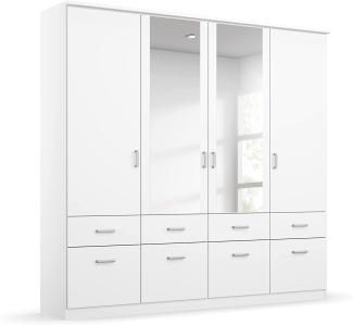 Kombi-Drehtürenschrank Baden / Bremen, Holzwerkstoff, Kunststoff, Weiß, Verspiegelt, 181 x 199 x 56 cm
