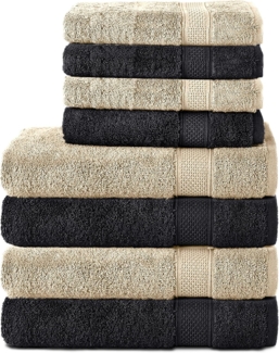Komfortec Handtuch Set 100% Baumwolle, 4 Badetücher 70x140 und 4 Handtücher 50x100 cm, Frottee (Packung, 8-St), Badehandtuch & XXL Saunatuch, Weich, Towel, Groß