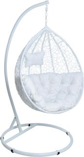 Polyrattan Hängesessel Hängekorb mit Gestell und XXL Relaxkissen Hängestuhl