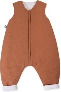 Julius Zöllner Schlafoverall Jumper gefüttert Musselin, warme Füllung 2,5 TOG, waschbar bei 40°C, Made in Germany, OEKO TEX Standard 100, rost, Gr. 80