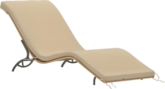 Outsunny Gartenliege mit Kissen, wetterfest, 120 kg belastbar, UV-bständig, Sonnenliege Polyrattan, 1 St, wasserabweisend Liege, für Garten Balkon Outdoor 166 x 63 x 76 cm Beige