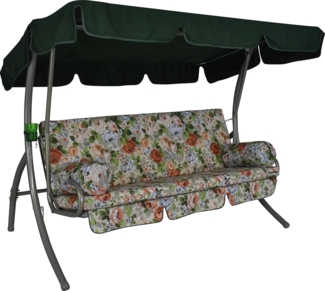 Angerer Freizeitmöbel GmbH Hollywoodschaukel Trend - Gartenschaukel Made in Germany - Schaukel zum Sitzen, Liegen und Entspannen - inklusive Bett-Funktion - einfache Montage (Beige-Bunt geblümt)