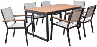 HOME DELUXE Garten-Sitzgruppe in Holzoptik SIERA SEDIA - 6 Stühle