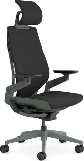 Steelcase Gesture Bürostuhl mit Bezug in Onyx Schwarz mit Kopfstütze, 66x62. 5x107 cm