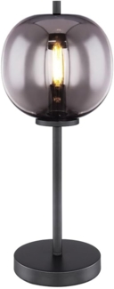Tischleuchte, Glaskugel, schwarz-rauch, H 45 cm