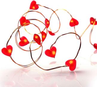 Hellum LED-Lichterkette Herzen 20 BS rot/kupfer, innen Batteriebetrieb