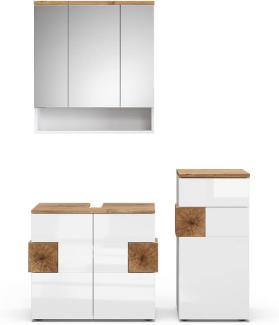 Vicco Badmöbel-Set Badezimmer-Möbel Bad-Schrank Eden Weiß Artisan modern Badezimmerschrank Waschbeckenunterschrank Spiegelschrank Midischrank Schranktür Schrankfach