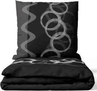 Leonado Vicenti Bettwäsche Baumwolle 135x200, 155x220, 200x200, 200x220 oder 240x220, Renforcé, 2 teilig, Wellen und Kreise mit Reißverschluss