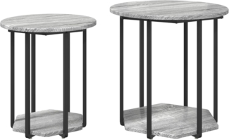 vidaXL Beistelltische 2 Stk. Grau Sonoma Holzwerkstoff und Metall 869717