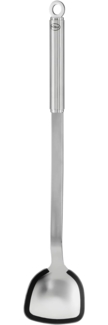 RÖSLE BBQ-Woklöffel, Hochwertiger Löffel mit Silikonrand und Rundgriff, Edelstahl 18/10, spülmaschinengeeignet, 40 cm, silberfarben/schwarz