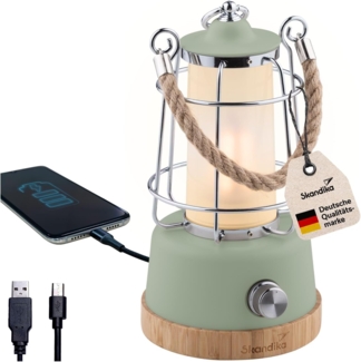Skandika LED Gartenleuchte, Retro Outdoor Lampe, stufenlos dimmbar, kabellos, 75h Leuchtzeit, Akku