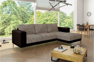 Stylefy Aversa Ecksofa Strukturstoff BERLIN Kunstleder MADRYT Hellbraun Dunkelbraun Rechts