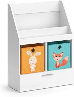 Vicco Kinderregal Bücherregal Wandregal Luigi Weiß 72x96 cm modern Kinderzimmer Regal Spielzeugregal Dekoregal Standregal Aufbewahrungsregal Würfelregal Schublade Ablage Fach freistehend Faltbox