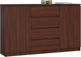 AKORD Kommode K 160 cm | 4 Schubladen und 2 Türen | für Wohnzimmer Schlafzimmer Schrank Wohnzimmer | Modernes Funktionelles Design | Schichtstoffplatte 16 mm | Farbe Wenge