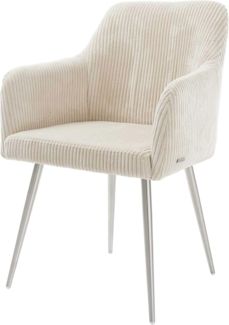 Esszimmerstuhl Greg-Flex Cord Beige 4-Fuß konisch Edelstahl Taschenfederkern