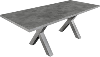 riess-ambiente Esstisch MONTREAL 160-210cm grau · Küchentisch in Beton-Design (Einzelartikel, 1-St), ausziehbar · X-Gestell · bis 8 Personen · Industrial