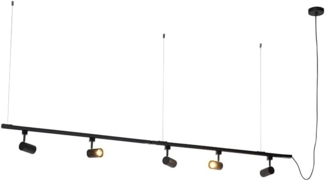 Qazqa Schienensystem-Sets Jeana, 193 cm, (1-tlg), GU10, Schwarz, Modern, Stahl, Deckenstrahler 5-flammig
