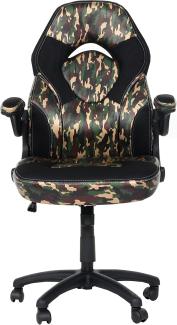 Bürostuhl HWC-K13, Drehstuhl Gamingstuhl, ergonomisch, verstellbare Armlehne, Kunstleder ~ camouflage-schwarz