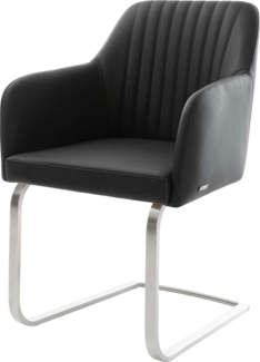 Freischwinger Greg-Flex Echt-Leder Schwarz Freischwinger flach Edelstahl Taschenfederkern