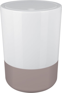 Spirella Design Kosmetikeimer "Moji" Bad Treteimer Schwingdeckeleimer Abfallbehälter mit Schwingdeckel 5 Liter mit Silikonboden Weiß/Taupe