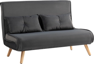 HOMCOM Schlafsofa 2 Sitzer Sofa mit 5-stufig Verstellbarer Rückenlehne, Lendenkissen, Schlafcouch 1 Teile, 190x120 cm, für Wohnzimmer, Dunkelgrau