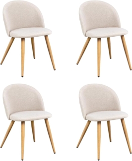 FurnitureR Set von 4 Esszimmerstühlen Weiche Stühle Küchenstühle, Komfort Fleece Stoff Sitz für Esszimmer Wohnzimmer Lounge Home, Beige