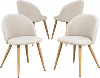 FurnitureR Set von 4 Esszimmerstühlen Weiche Stühle Küchenstühle, Komfort Fleece Stoff Sitz für Esszimmer Wohnzimmer Lounge Home, Beige