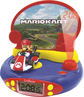 Lexibook RP500NI Mario Kart Projektor Wecker für Kinder-Nintendo-Mit Nachtlicht-und Zeitprojektion an die Decke, Soundeffekte, Jungen, Mädchen, Blau/Rot