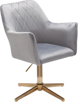 KADIMA DESIGN Loungesessel Schreibtischstuhl Grau Samt Design Drehstuhl mit Lehne, Schalenstuhl (Home-Office Drehbar), 120 kg Höhenverstellbar, Arbeitsstuhl ohne Rollen, Stuhl Schreibtisch