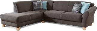 CAVADORE Ecksofa Gootlaand / Große Sitzecke im Landhausstil inkl. praktischer Vorziehfunktion und Bettkasten / Mit Federkern-Polsterung / 257 x 84 x 212 / Dunkelgrau