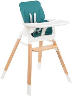 Kikkaboo Hochstuhl 2 in 1 Modo Kinderstuhl Holz, Gurt, Fußstütze verstellbar grün