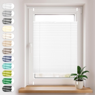 Sonello Plissee Klemmfix ohne Bohren 80x200 cm Weiß Faltrollo Plisseerollo Jalousie für Tür & Fenster Blickdicht Sichtschutz Sonnenschutz Fertifplissee Rollo