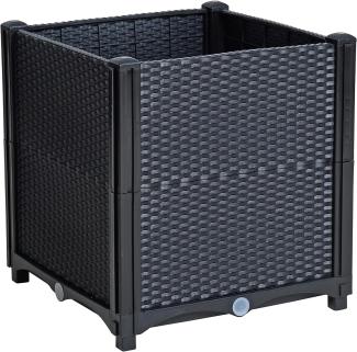 Blumenbeet Hochbeet Gemüsebeet 40x40x44 cm Pflanzbeet Polyrattan Schwarz