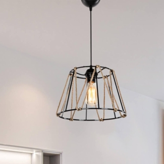 Hängeleuchte Halifax E27 Schwarz / Jutefarben [lux. pro]