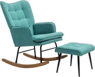 HOMCOM Schaukelsessel Stillsessel mit Hocker (Schaukelstuhl, 2-St, Schwingsessel), für Wohnzimmer, Schlafzimmer, 64L x 89B x 90H cm, Dunkelgrün