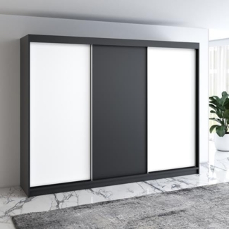 Schwebetürenschrank MERO 3-türig Schrank 200 cm Farbe: Schwarz ,weiß