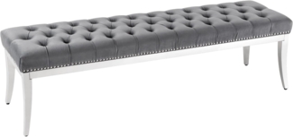 riess-ambiente Sitzbank CASTLE DELUXE 165cm grau / silber (Einzelartikel, 1-St), Esszimmer · Samt · Edelstahl · Schlafzimmer · Flur · Barock Design
