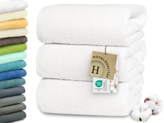 ZOLLNER Duschtücher, Walkfrottier (3-St), 70x140 cm, 100% Baumwolle, vom Hotelwäschespezialisten