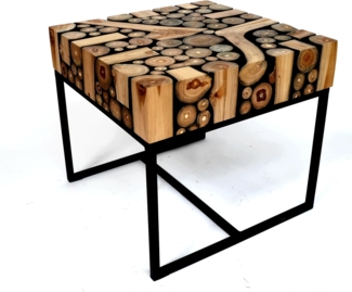 Beistelltisch Teakholz Baumscheibentisch Sitz Hocker Couchtisch Teak