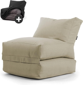 mokebo Sitzsack Der Summerdream (mit Schutzhülle), Sitzhocker Outdoor, Fußhocker, Hocker & Sitzkissen eckig Lichtgrau
