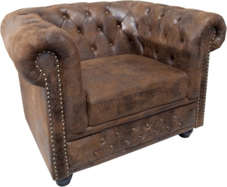 riess-ambiente Sessel CHESTERFIELD 110cm antik braun (Einzelartikel, 1-St), Wohnzimmer · Microfaser · mit Armlehne · Federkern