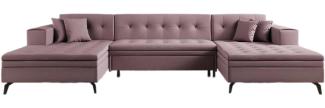 Designer Sofa Vivana mit Schlaffunktion Stoff Rosé