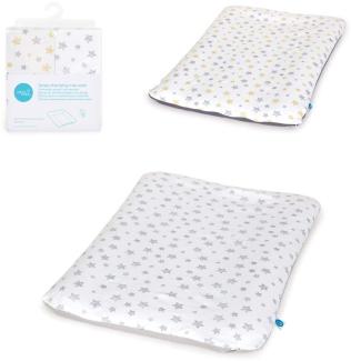 Ceba Baby Bezug für Wickelauflage - 2er Set Wickelauflagenbezüge - Überzug für weiche Wickelunterlage in Größe 50x70 cm mit Reißverschluss - Baumwolle Jersey, extra dick - graue Sterne + gelbe Sterne