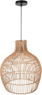 VIVANNO Hängeleuchte Rattan PLAFON Rund - Beige Geflochten, ohne Leuchtmittel, 50x45 cm