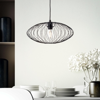Lightbox Hängelampe im NeoRetro Design - Pendelleuchte mit dekorativem Drahtschirm - in der Höhe kürzbar - geeignet für 1x E27 Leuchtmittel - Metall/S