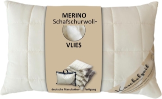 Meivita Naturhaarkissen Merino Schafschurwolle Kopfkissen, Füllung: 100% Wolle (Schurwollvlies), Bezug: Baumwolle, Seitenschläfer, Rückenschläfer, Kissen Hergestellt in Deutschland