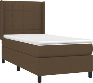 vidaXL Boxspringbett mit Matratze & LED Dunkelbraun 90x200 cm Stoff 3138288