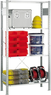 SCHULTE Lagertechnik Grundregal, Steckregal MULTIplus150-Pack, 2000 x 1000 x 500 mm (HxBxT), 4 Fachböden, Kreuzstrebe, verzinkt