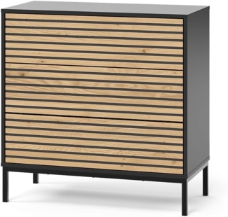 Vicco Kommode Schwarz/Eiche 80 x 81.2 cm 2 Schubladen, Eliza
